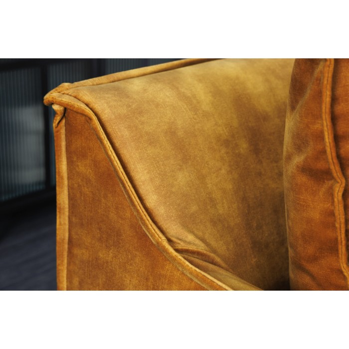 Ecksofa KALIA – Senfgelb – 4 Sitzer – wechselbarer Winkel – aus Samt – zeitgenössisch