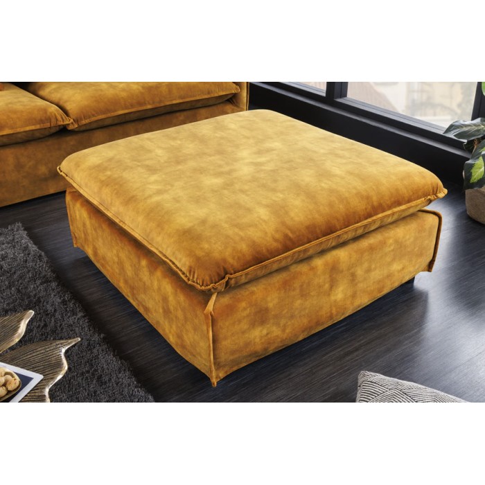 Ecksofa KALIA – Senfgelb – 4 Sitzer – wechselbarer Winkel – aus Samt – zeitgenössisch