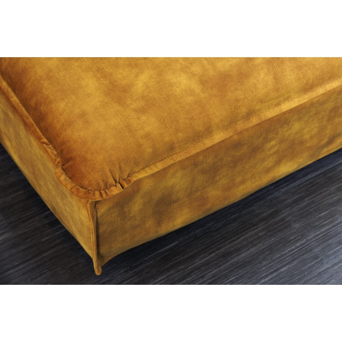 Ecksofa KALIA – Senfgelb – 4 Sitzer – wechselbarer Winkel – aus Samt – zeitgenössisch