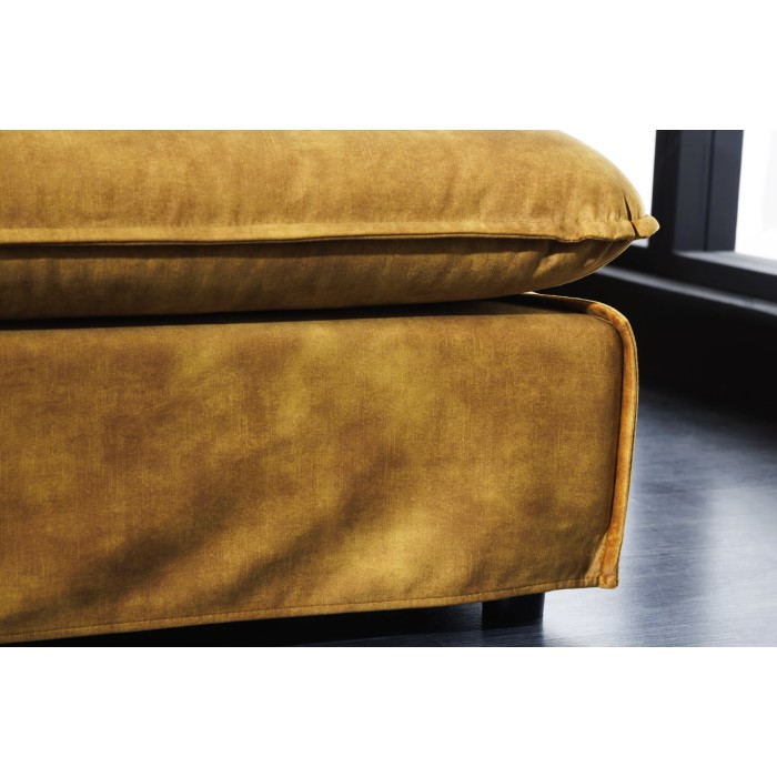 Ecksofa KALIA – Senfgelb – 4 Sitzer – wechselbarer Winkel – aus Samt – zeitgenössisch