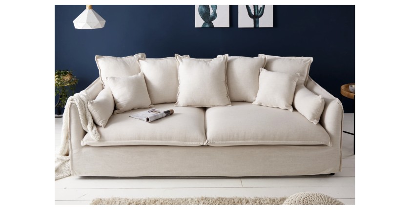 Canapé droit KALIA blanc vu de face