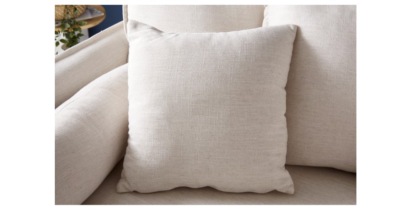 Zoom sur l'un des coussins du canapé droit KALIA blanc