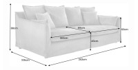 Dimensions du canapé droit KALIA blanc