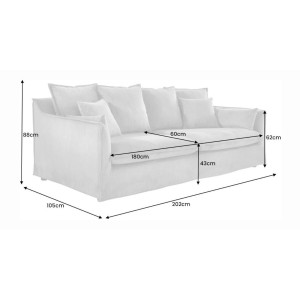 Dimensions du canapé droit KALIA blanc
