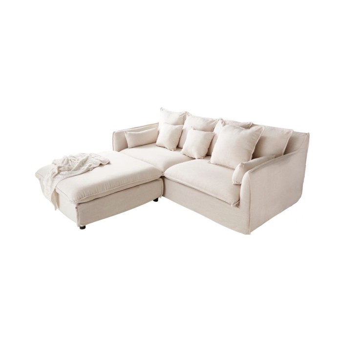 Canapé droit et pouf KALIA blanc