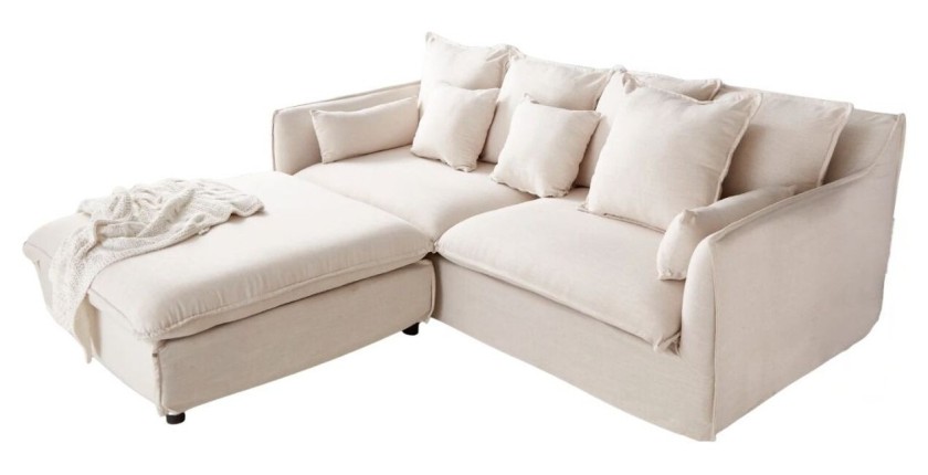 Canapé droit et pouf KALIA blanc