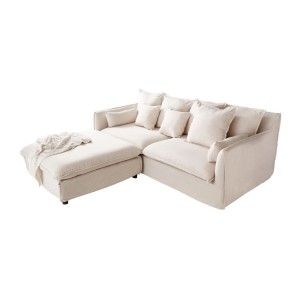 Canapé droit et pouf KALIA blanc