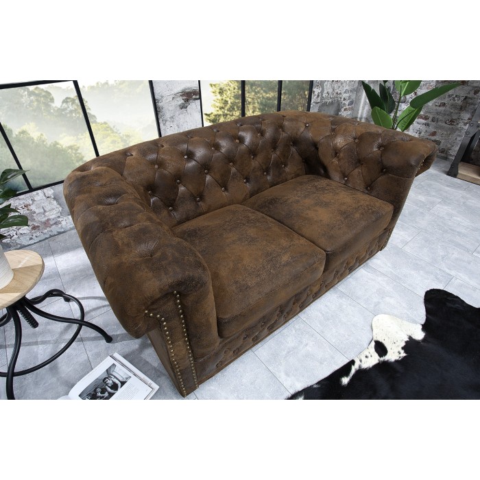 Sofa recht EDGAR - Bruin - 2 zitplaatsen - Barokstijl