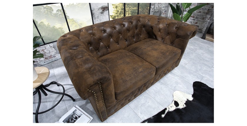 Canapé 2 places EDGAR marron vu de côté