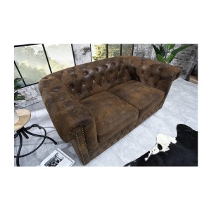 Canapé 2 places EDGAR marron vu de côté