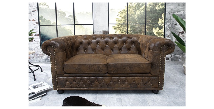 Canapé 2 places EDGAR marron mis en situation