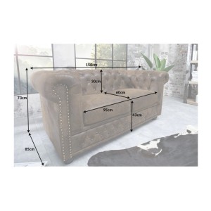 Dimensions du canapé 2 places EDGAR marron