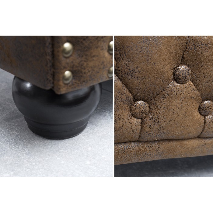 Sofa recht EDGAR - Bruin - 2 zitplaatsen - Barokstijl