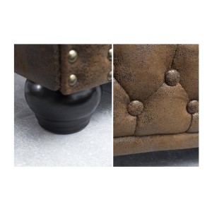 Zoom sur les détails du canapé 2 places EDGAR marron