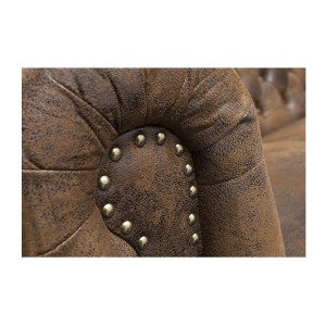 Zoom sur l'accoudoir du canapé 2 places EDGAR marron