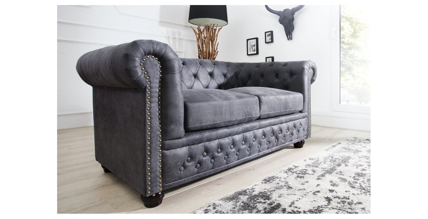 Canapé 2 places EDGAR gris vu de côté