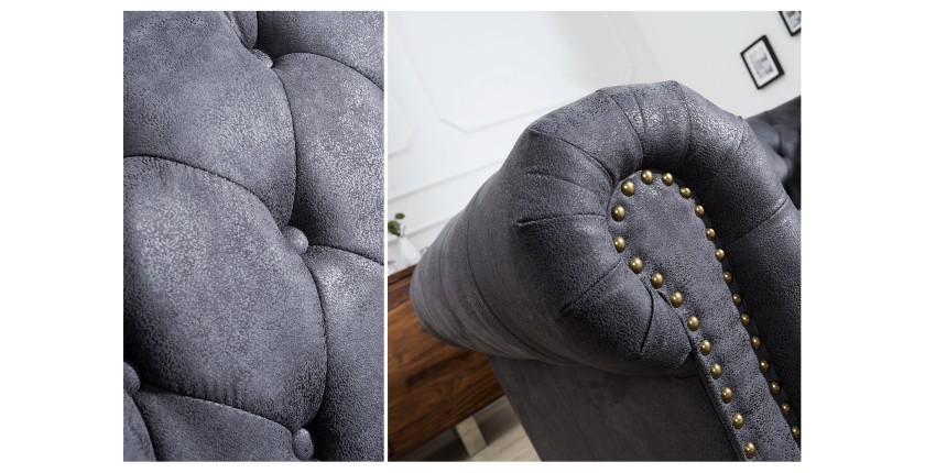 Zoom sur les détails du canapé 2 places EDGAR gris