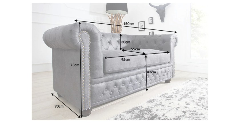 Dimensions du canapé 2 places EDGAR gris