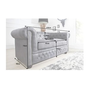 Dimensions du canapé 2 places EDGAR gris