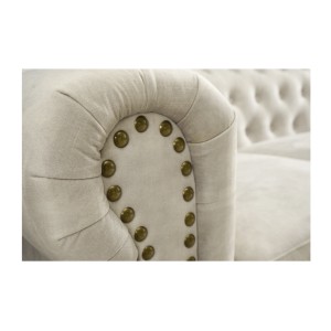 Zoom sur l'accoudoir du canapé 2 places EDGAR blanc