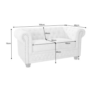 Dimensions du canapé 2 places EDGAR blanc