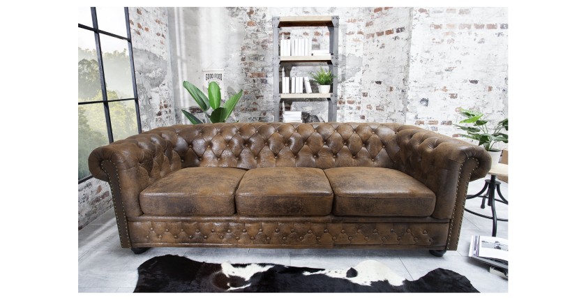 Canapé 3 places EDGAR marron mis en situation