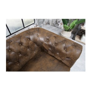 Zoom sur le dossier du canapé 3 places EDGAR marron