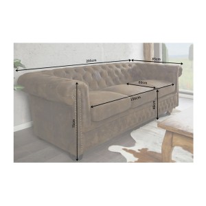 Dimensions du canapé 3 places EDGAR marron