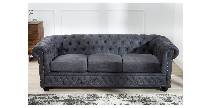 Canapé 3 places EDGAR gris vu de face