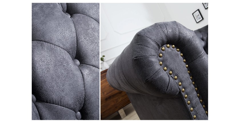 Zoom sur les détails du canapé 3 places EDGAR gris