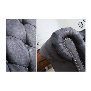 Zoom sur les détails du canapé 3 places EDGAR gris