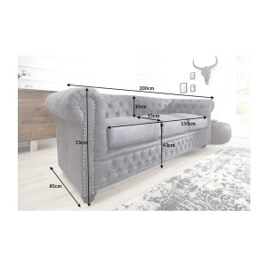 Dimensions du canapé 3 places EDGAR gris