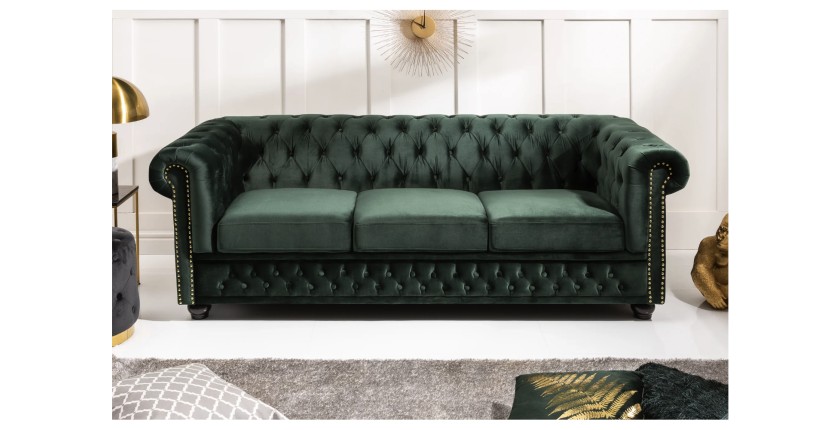 Canapé 3 places EDGAR vert mis en situation