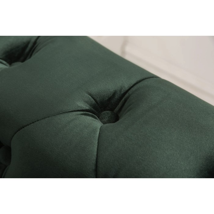 Canapé derecho EDGAR – Verde esmeralda – 3 plazas – Terciopelo estilo barroco