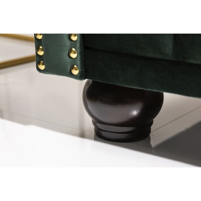 Canapé derecho EDGAR – Verde esmeralda – 3 plazas – Terciopelo estilo barroco