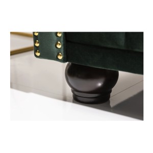 Zoom sur l'un des pieds du canapé 3 places EDGAR vert