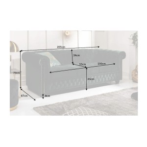 Dimensions du canapé 3 places EDGAR vert