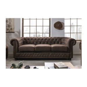 Canapé 3 places EDGAR marron chocolat mis en situation