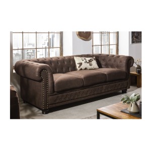 Canapé 3 places EDGAR marron chocolat vu de côté