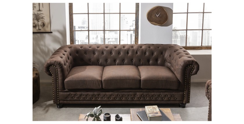 Canapé 3 places EDGAR marron chocolat vu de haut