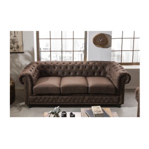 Canapé 3 places EDGAR marron chocolat vu de haut