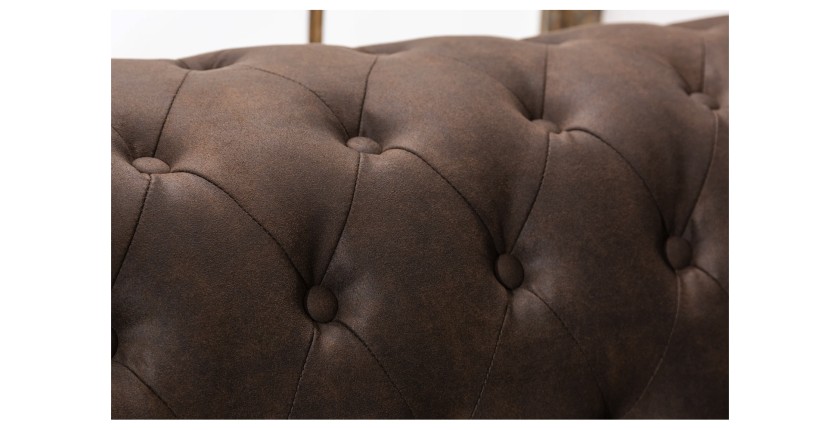 Zoom sur le dossier du canapé 3 places EDGAR marron chocolat