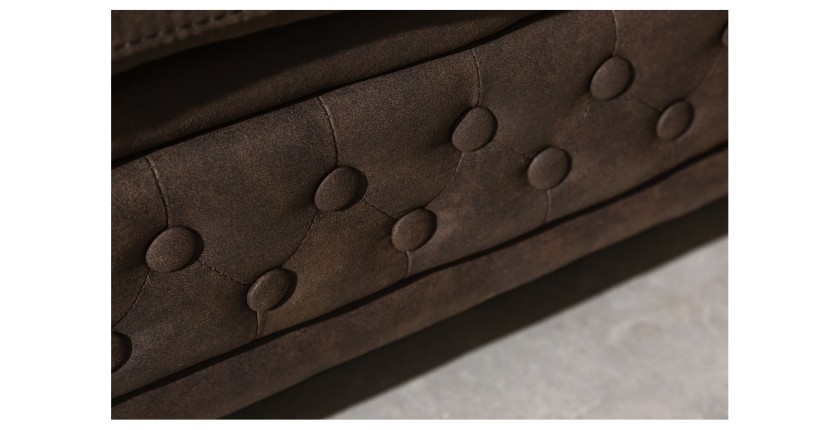 Zoom sur le bas du canapé 3 places EDGAR marron chocolat