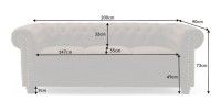 Dimensions du canapé 3 places EDGAR marron chocolat