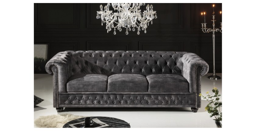 Canapé 3 places EDGAR gris foncé vu de face