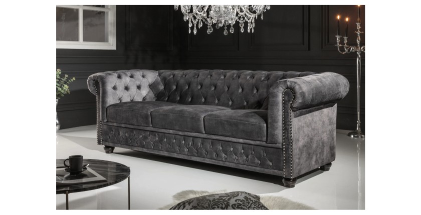 Canapé 3 places EDGAR gris foncé mis en situation