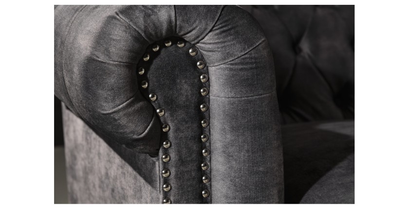 Zoom sur l'accoudoir du canapé 3 places EDGAR gris foncé