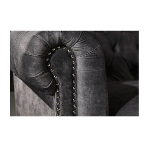 Zoom sur l'accoudoir du canapé 3 places EDGAR gris foncé