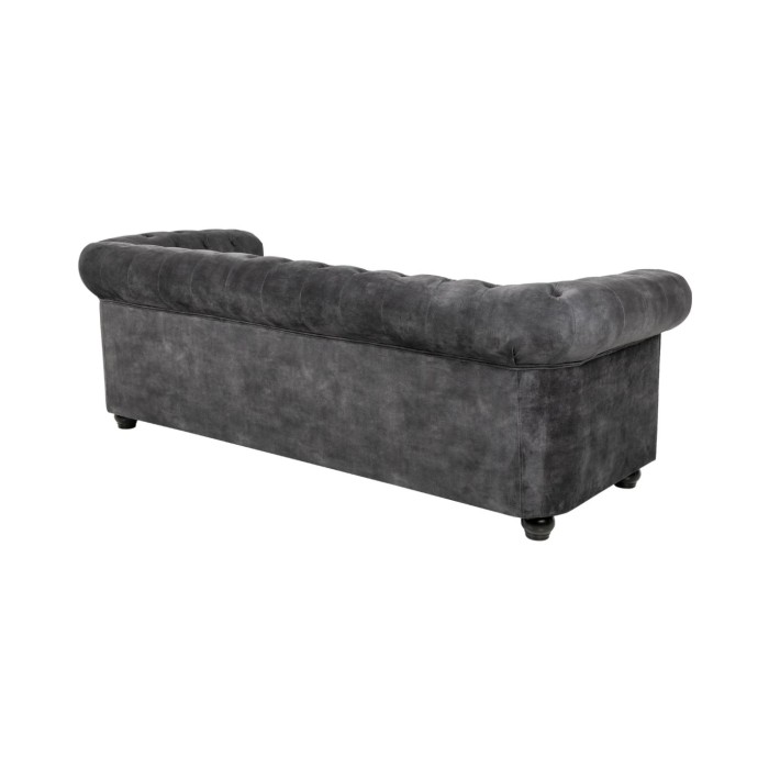 Sofa recht EDGAR - Donkergrijs - 3-zits - Fluweel barokstijl