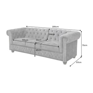 Dimensions du canapé 3 places EDGAR gris foncé